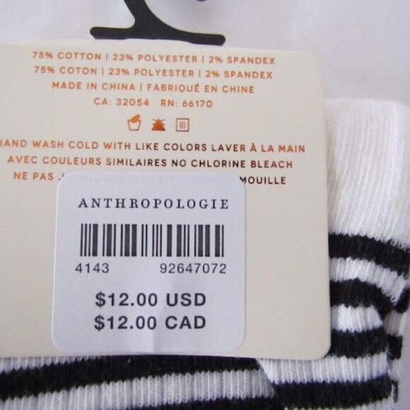Anthropologie Black & White Striped Bow Accent Socks NWT - Picture 3 of 3
